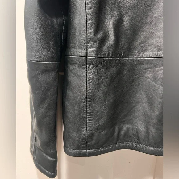 John Varvatos Black Sheepskin Leather Jacket - Men's Small - Soft & Sleek